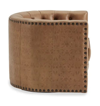 LSFH Unique Design True Innovations Lennoz Swivel 360 Degree Accent Chair Armchair Single Sofa Chair for Small Apartments, Living Room or Bedroom (1 Chair, Brown)