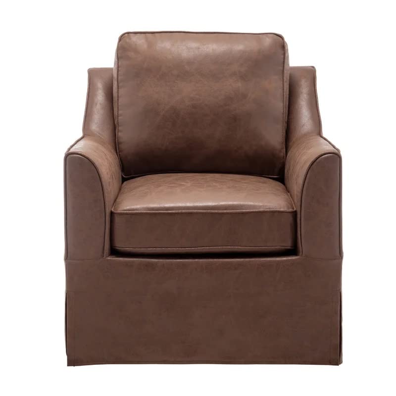 LSFH Unique Design True Innovations Wide Swivel 360 Degree Accent Chair Armchair Single Sofa Chair for Small Apartments, Living Room or Bedroom (Set of 2 Chairs, Brown)
