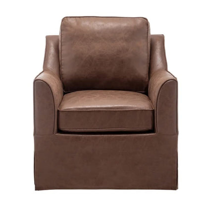 LSFH Unique Design True Innovations Wide Swivel 360 Degree Accent Chair Armchair Single Sofa Chair for Small Apartments, Living Room or Bedroom (Set of 2 Chairs, Brown)