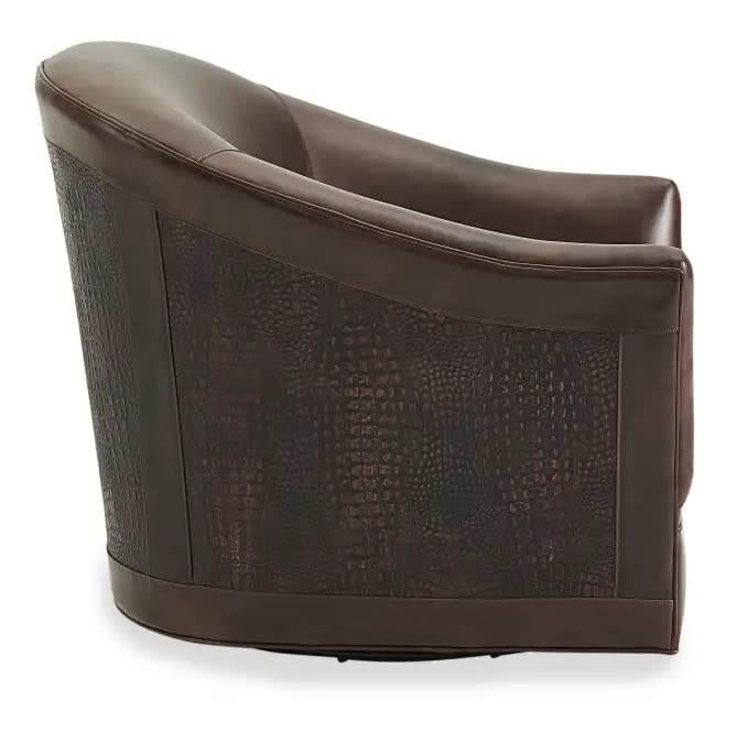 LSFH Unique Design True Innovations Morris Swivel 360 Degree Accent Chair Armchair Single Sofa Chair for Small Apartments, Living Room or Bedroom (1 Chair, Brown)