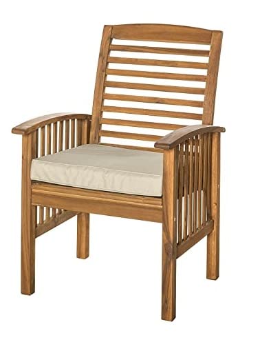 LSFH Unique Design True Innovations Acacia Wood Slat Back Accent Chair Armchair with Solid sagwan Wooden Frame Single Sofa Chair for Small Apartments, Living Room or Bedroom (1 Chair, Cream)