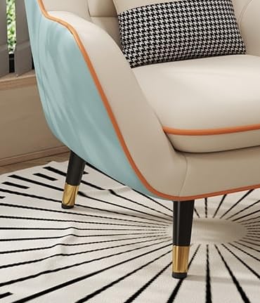 LSFH Unique Design True Innovations Nordic Light Accent Chair, Armchair with Solid Sagwan Wooden Frame for Small Apartments, Living Room or Bedroom (1 Chair, Beige & Sky Blue)
