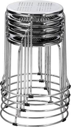 LSFH Unique Design Office Stainless Steel Stool Chrome Finishing Steel Stool Round Shape for Small Apartments, Living Room or Bedroom (Set of 5)