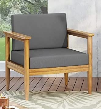 LSFH Unique Design True Innovations Eudora Accent Chair Armchair with Solid sagwan Wooden Frame Single Sofa Chair for Small Apartments, Living Room or Bedroom (1 Chair, Grey)