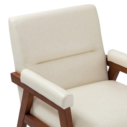 LSFH Unique Design True Innovations Mackenne Accent Chair, Ottoman Armchair with Solid Sagwan Wooden Frame Single Sofa Chair for Small Apartments, Living Room or Bedroom (Set Of 2 Chairs, Cream White)