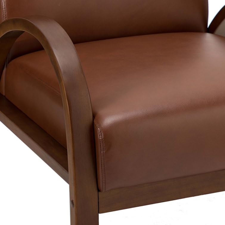 LSFH Unique Design True Innovations Vegaz Accent Chair, Ottoman Armchair with Solid Sagwan Wooden Frame Single Sofa Chair for Small Apartments, Living Room or Bedroom (Set of 2 Chairs, Dark Brown)