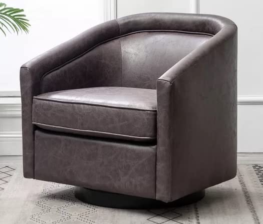 LSFH Unique Design True Innovations Kierste Wide Swivel 360 Degree Accent Chair Armchair Single Sofa Chair for Small Apartments, Living Room or Bedroom (1 Chair, Dark Brown)