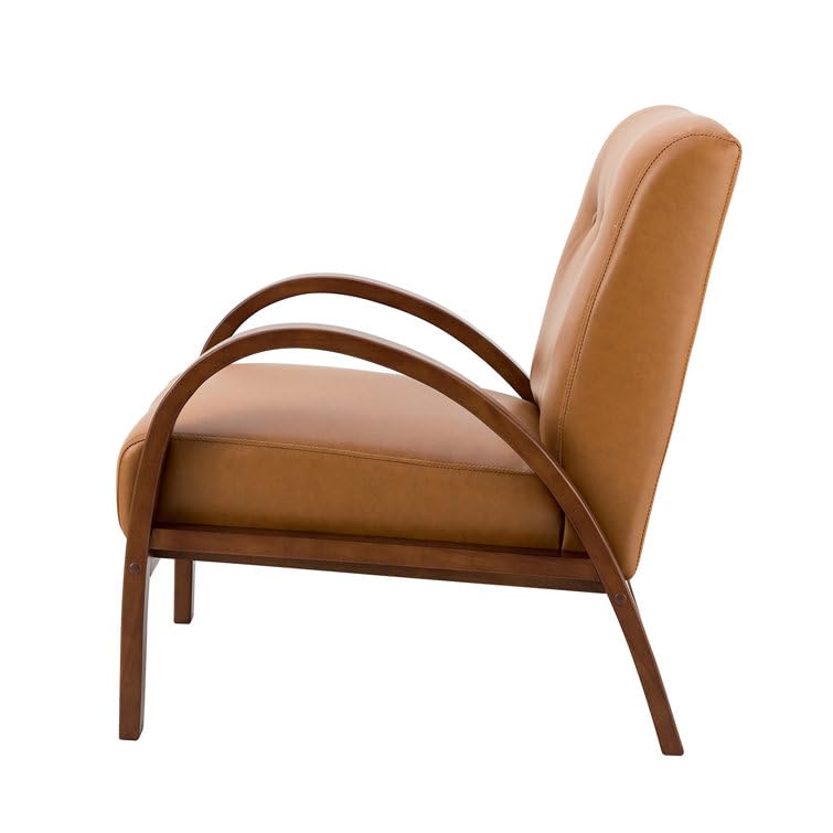 LSFH Unique Design True Innovations Vegaz Accent Chair, Ottoman Armchair with Solid Sagwan Wooden Frame Single Sofa Chair for Small Apartments, Living Room or Bedroom (Set of 2 Chairs, Brown)
