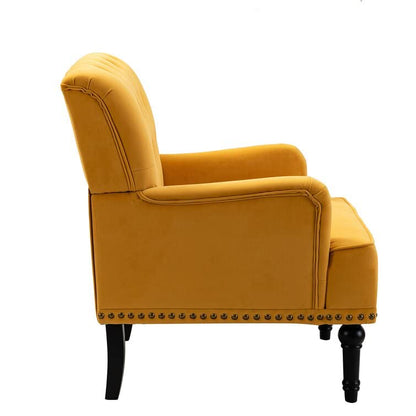 LSFH Unique Design True Innovations Jakuz Accent Chair, Armchair with Solid Sagwan Wooden Frame Single Sofa Chair for Small Apartments, Living Room or Bedroom (1 Chair, Yellow)
