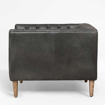 LSFH Unique Design Rollins Button Tufted Accent Chair Armchair with Solid Sagwan Wooden Legs Single Sofa Chair for Small Apartments, Living Room or Bedroom (Set of 2 Chairs, Black)