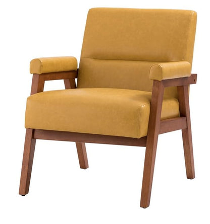 LSFH Unique Design True Innovations Mackenne Accent Chair, Ottoman Armchair with Solid Sagwan Wooden Frame Single Sofa Chair for Small Apartments, Living Room or Bedroom (Set of 2 Chairs, Brown)