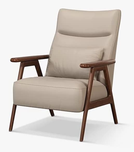 LSFH Unique Design True Innovations High Back Hendricks Leatherette Accent with Solid Sagwan Wooden Frame Single Sofa for Small Apartments, Living Room or Bedroom (1 Chair, Beige)