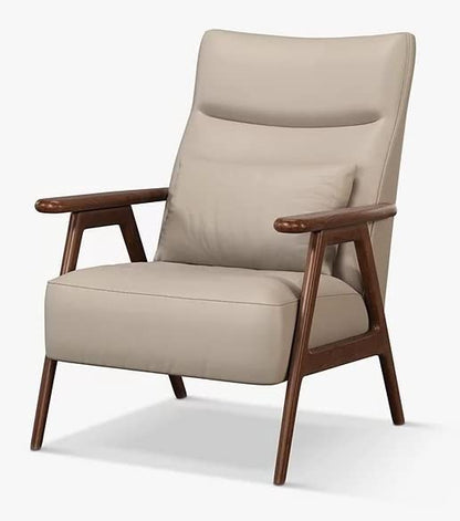 LSFH Unique Design True Innovations High Back Hendricks Leatherette Accent with Solid Sagwan Wooden Frame Single Sofa for Small Apartments, Living Room or Bedroom (1 Chair, Beige)