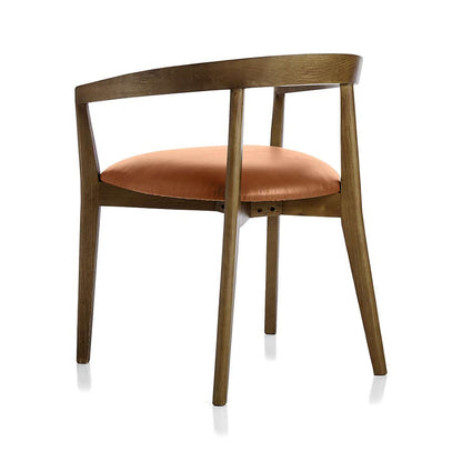 LSFH Unique Design Stone Round Back Dining Chair Accent Chair Armchair with Solid Sagwan Wooden Frame Single Sofa Chair for Small Apartments, Living Room or Bedroom (Set of 2 Chairs, Brown)
