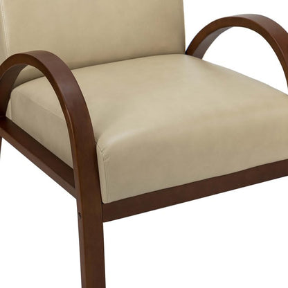 LSFH Unique Design True Innovations Vegaz Accent Chair, Ottoman Armchair with Solid Sagwan Wooden Frame Single Sofa Chair for Small Apartments, Living Room or Bedroom (1 Chair, Beige)