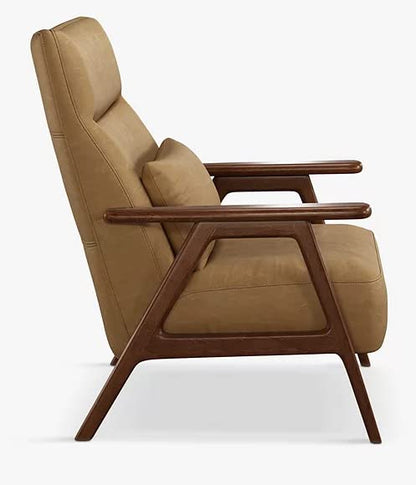 LSFH Unique Design True Innovations High Back Hendricks Leatherette Accent with Solid Sagwan Wooden Frame Single Sofa for Small Apartments, Living Room or Bedroom (Set of 2 Chairs, Light Brown)