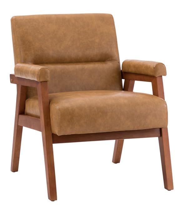 LSFH Unique Design True Innovations Mackenne Accent Chair, Ottoman Armchair with Solid Sagwan Wooden Frame Single Sofa Chair for Small Apartments, Living Room or Bedroom (1 Chair, Dark Brown)