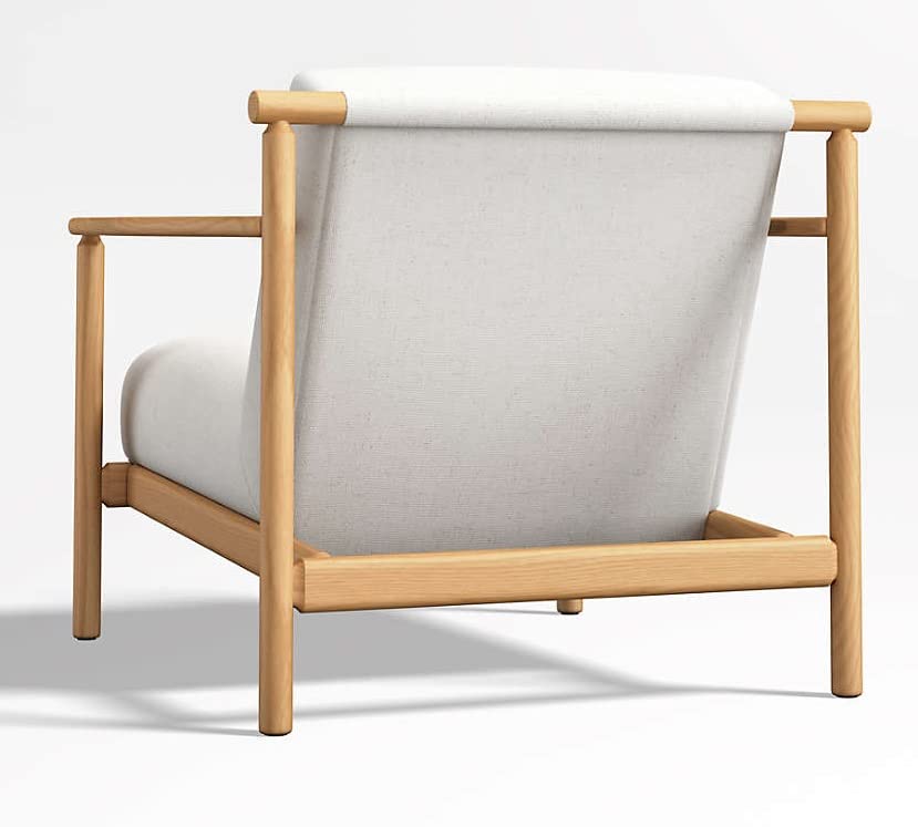 LSFH Unique Design True Innovations Ojai Fabric Accent Chair Armchair with Solid Sagwan Wooden Frame Single Sofa Chair for Small Apartments, Living Room or Bedroom (Set of 2 Chairs, Off White)