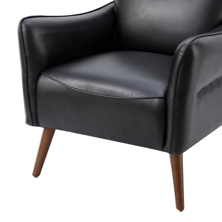 LSFH Unique Design True Innovations Amyle Accent Chair, Ottoman Armchair with Solid Sagwan Wooden Frame Single Sofa Chair for Small Apartments, Living Room or Bedroom (1 Chair, Black)