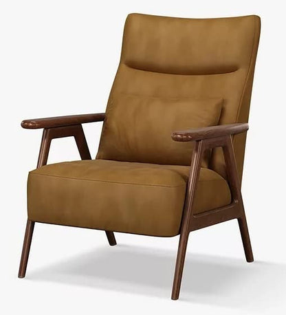 LSFH Unique Design True Innovations High Back Hendricks Leatherette Accent with Solid Sagwan Wooden Frame Single Sofa for Small Apartments, Living Room or Bedroom (Set of 2 Chairs, Tan)