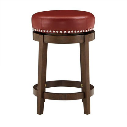 LSFH Unique Design True Innovations Arlettez Swivel Bar Stool with 100% Sagwan Wood Frame 360 Degree Ball & Cast Swivel Pub Height Bar Stool for Shop, Salon, Office and Home (Set of 2 Barstool, Red)