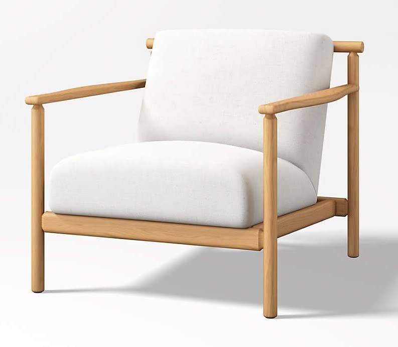 LSFH Unique Design True Innovations Ojai Fabric Accent Chair Armchair with Solid Sagwan Wooden Frame Single Sofa Chair for Small Apartments, Living Room or Bedroom (Set of 2 Chairs, Off White)