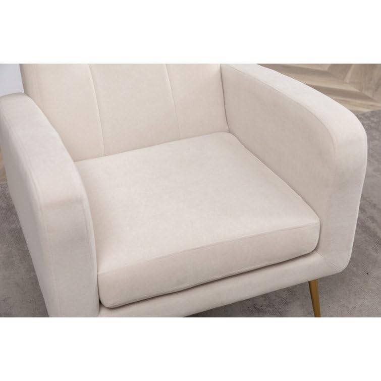 LSFH Unique Design True Innovations Florianaz Accent Chair, Armchair with Solid Sagwan Wooden Frame Single Sofa Chair for Small Apartments, Living Room or Bedroom (1 Chair, Beige)