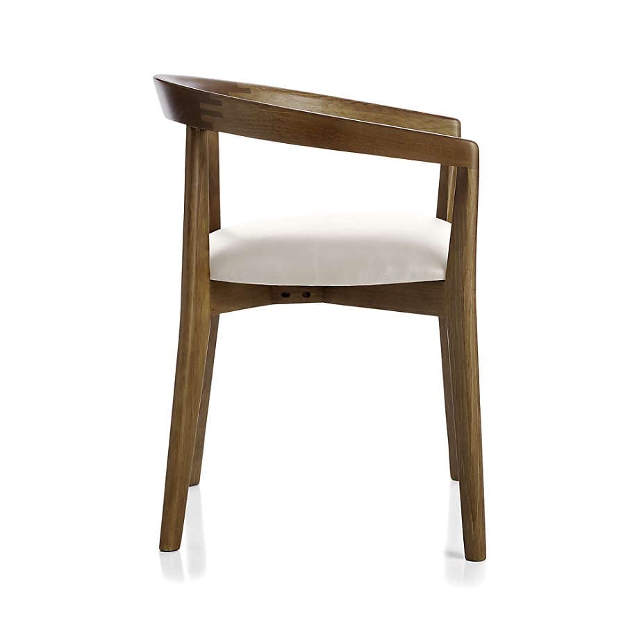 LSFH Unique Design Stone Round Back Dining Chair Accent Chair Armchair with Solid Teak Wood Frame, Cream