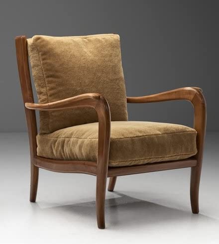 LSFH Unique Design True Innovations Italy 1950s Accent Chair Armchair with Solid Sagwan Wooden Frame Single Sofa Chair for Small Apartments, Living Room or Bedroom (1 Chair, Brown)