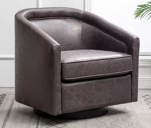 LSFH Unique Design True Innovations Kierste Wide Swivel 360 Degree Accent Chair Armchair Single Sofa Chair for Small Apartments, Living Room or Bedroom (Set of 2 Chairs, Dark Brown)