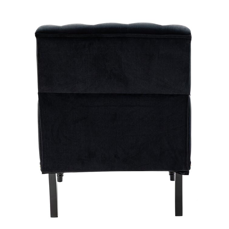 LSFH Unique Design True Innovations Jakuz Accent Chair, Armchair with Solid Sagwan Wooden Frame Single Sofa Chair for Small Apartments, Living Room or Bedroom (Set of 2 Chairs, Black)