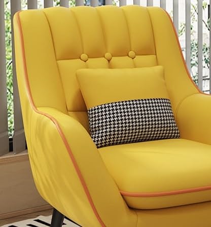 LSFH Unique Design True Innovations Nordic Light Accent Chair, Armchair with Solid Sagwan Wooden Frame for Small Apartments, Living Room or Bedroom (Set of 2 Chairs, Yellow)