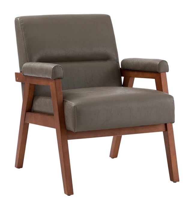LSFH Unique Design True Innovations Mackenne Accent Chair, Ottoman Armchair with Solid Sagwan Wooden Frame Single Sofa Chair for Small Apartments, Living Room or Bedroom (1 Chair, Grey)