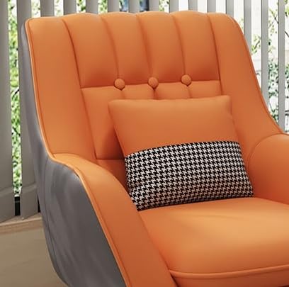 LSFH Unique Design True Innovations Nordic Light Accent Chair, Armchair with Solid Sagwan Wooden Frame for Small Apartments, Living Room or Bedroom (Set of 2 Chairs, Contrast Orange)