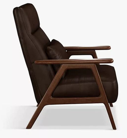 LSFH Unique Design True Innovations High Back Hendricks Leatherette Accent with Solid Sagwan Wooden Frame Single Sofa for Small Apartments, Living Room or Bedroom (1 Chair, Dark Brown)