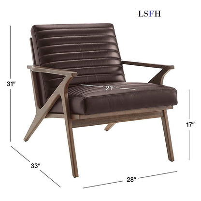 LSFH Unique Design Cavet Channel Tufted Fabric Accent Chair Armchair with Solid Sagwan Wooden Frame Single Sofa Chair for Small Apartments, Living Room or Bedroom (Chair with Ottoman, Beige)