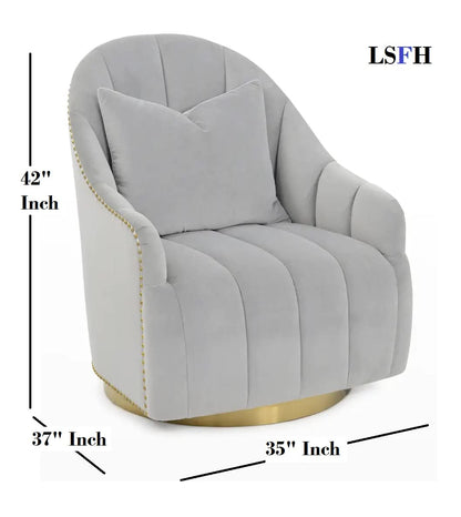 LSFH Unique Design True Innovations Swivel 360 Degree Accent Chair Armchair Single Sofa Chair for Small Apartments, Living Room or Bedroom (1 Chair, Grey)