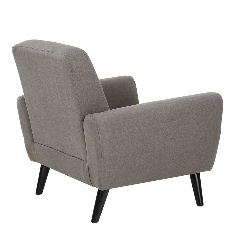 LSFH Unique Design True Innovations Wide Linen Fabric Accent Chair Armchair with Solid Sagwan Wooden Legs Single Sofa Chair for Small Apartments, Living Room or Bedroom (1 Chair, Grey)
