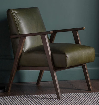 LSFH Unique Design True Innovations Odsey Accent Chair Armchair with Solid Sagwan Wooden Frame Single Sofa Chair for Small Apartments, Living Room or Bedroom (1 Chair, Kai Green)