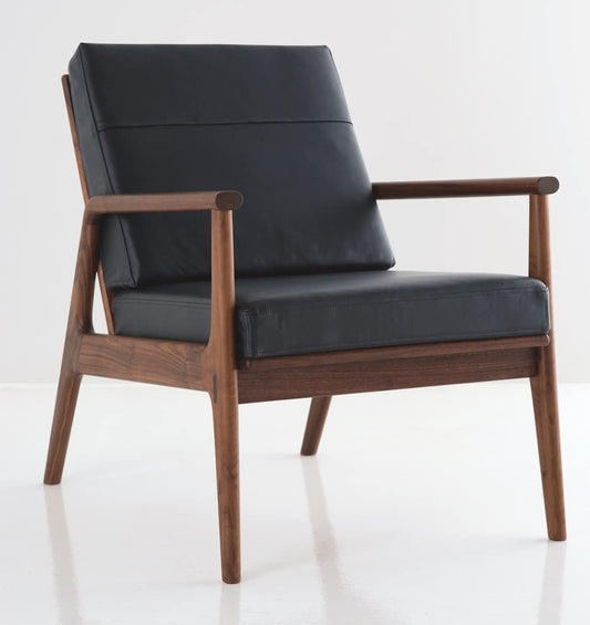 LSFH Unique Design True Innovations Fez Leatherette Accent Chair Armchair with Solid Sagwan Wooden Frame Single Sofa Chair for Small Apartments, Living Room or Bedroom (1 Chair, Black)