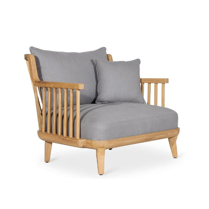 LSFH Unique Design Legaz Organic Shape Fabric Accent Chair Armchair with Solid Sagwan Wooden Frame Single Sofa Chair for Small Apartments, Living Room or Bedroom (1 Chair, Grey)