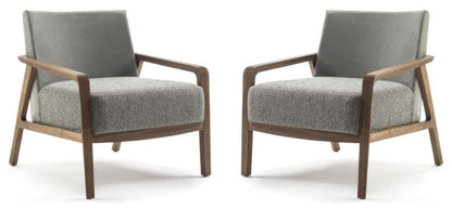 LSFH Unique Design Riva Accent Chair Armchair with Solid Sagwan Wooden Frame Single Sofa Chair for Small Apartments, Living Room or Bedroom (Set of 2 Chairs, Grey)