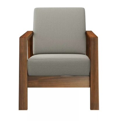 LSFH Unique Design Carlylz Lounge Chair, Accent Chair Armchair with Solid Sagwan Wooden Frame Single Sofa Chair for Small Apartments, Living Room or Bedroom (Set of 2 Chairs, Grey)