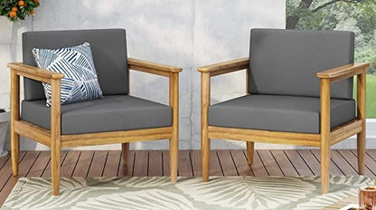 LSFH Unique Design True Innovations Eudora Accent Chair Armchair with Solid sagwan Wooden Frame Single Sofa Chair for Small Apartments, Living Room or Bedroom (Set of 2 Chairs, Grey)