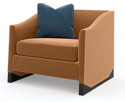 LSFH Unique Design Caracole Base Upholstery Accent Chair Armchair Single Sofa Chair for Small Apartments, Living Room or Bedroom (Chair with Ottoman, Brown)