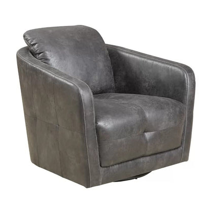 LSFH Unique Design True Innovations Cecil Wide Swivel 360 Degree Accent Chair Armchair Single Sofa Chair for Small Apartments, Living Room or Bedroom (1 Chair, Grey)