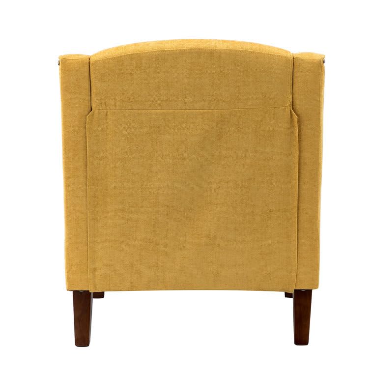 LSFH Unique Design True Innovations Aleithz Accent Chair, Armchair with Solid Sagwan Wooden Frame Single Sofa Chair for Small Apartments, Living Room or Bedroom (1 Chair, Yellow)