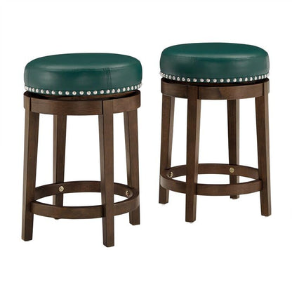 LSFH Unique Design True Innovations Arlettez Swivel Bar Stool with 100% Sagwan Wood Frame 360 Degree Ball & Cast Swivel Pub Height Bar Stool for Shop, Salon, Office and Home (Set Of 2 Barstool, Green)