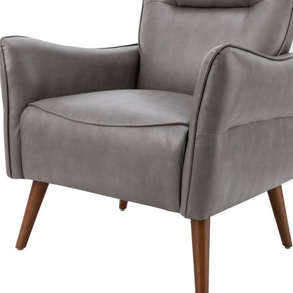 LSFH Unique Design True Innovations Amyle Accent Chair, Ottoman Armchair with Solid Sagwan Wooden Frame Single Sofa Chair for Small Apartments, Living Room or Bedroom (1 Chair, Grey)
