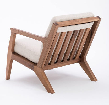 LSFH Unique Design Retre Chair, Handmade Lounge Chair Accent Chair Armchair with Solid Sagwan Wooden Frame Single Sofa Chair for Small Apartments, Living Room or Bedroom (Set of 2 Chairs, Beige)